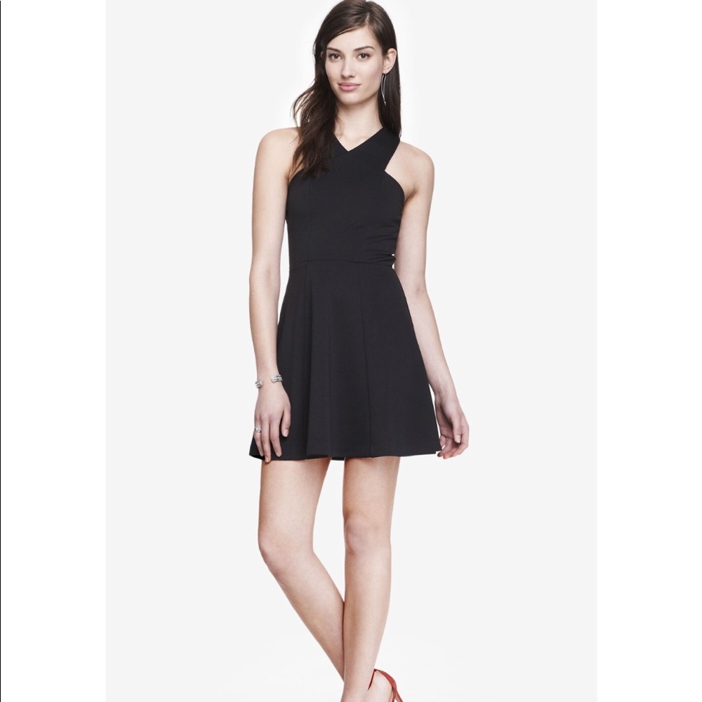 Little black dress with criss cross neck